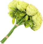 U'Artlines 10 Heads Artificial Peony Silk Flower Leaf Home Office Wedding Party Festival Bar Decor (Green)