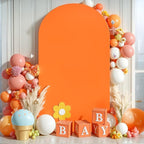 6FT Orange Arch Backdrop Cover - Polyester Fitted Wedding Arch Stand Covers Round Top Chiara Arch Backdrop Cover for Birthday Party Banquet Photo Background Decoration