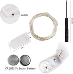 WATERGLIDE 12 Pack Fairy Lights Battery Operated (Included), 7 ft 20 LED Mini String Lights, Waterproof Silver Wire Firefly Starry Lights for DIY Wedding Christmas Party Mason Jars Decor, Cool White