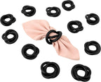 Three Ring Wooden Napkin Rings Set of 12 - Acacia Wood Interlocked Napkin Holder Cuffs for Dinner Table Décor - Rustic Modern Serviette Rings for Weddings, Parties, Receptions (Black) - CLEENTABLE
