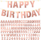 TaoBary 112 Pcs DIY Letter Kit Glitter Customizable Banner Letters Include 107 Letters and Numbers 3 Rope and 2 Needles for Birthday Halloween Christmas Wedding Valentine Party Decor(Bright Rose Gold)