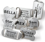 Providence Engraving Custom Engraved Stainless Steel Pet ID Tags - Personalized Front and Back Identification, for Large or Small Cats and Dogs, Star, Small