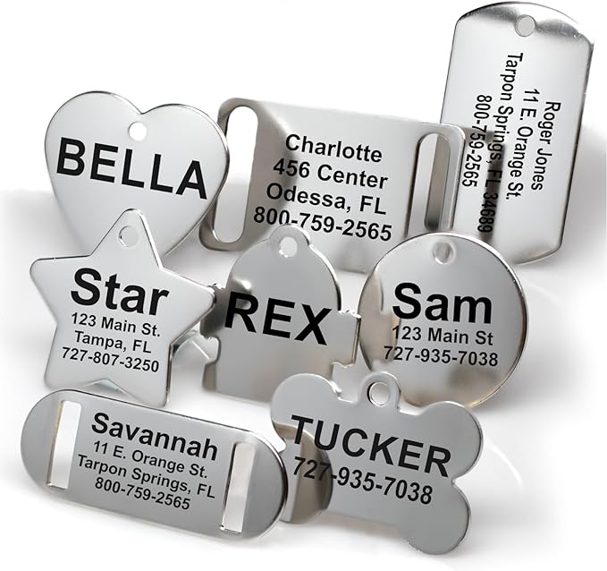 Providence Engraving Custom Engraved Stainless Steel Pet ID Tags - Personalized Front and Back Identification, for Large or Small Cats and Dogs, Round, Regular