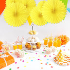 20 Pcs Light Yellow Hanging Paper Fan, Round Paper Fans Decorations Set for Weddings, Birthdays, Engagement, Bridal Shower, Baby Shower Event, Graduation, Party Supplies Decor