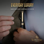 Scriveiner Black Lacquer Fountain Pen - Stunning Luxury Pen, Real Gold Finish, Schmidt Gilded Nib (Broad), Best Pen Gift Set for Men & Women, Professional, Executive, Office, Nice Pens