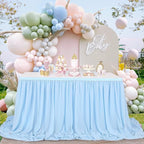 Baby Blue Table Skirt for Birthday Party14ft Rectangle or Round Chiffon Table Skirt for Boy Gender Birthday Mermaid Theme Party Decoration
