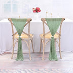 50 PCS Cheesecloth Chair Sashes Bows Wedding Aisle Decorations Chair Ribbon Ties Back Sash for Wedding Party Events Banquet Chair Cover Decoration (Sage Green)