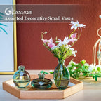 Bud Vases 3Pcs/Set Small Vases Handmade Cute Green Small Vases for Flowers Centerpieces Glass Vases Mini Vase Home Decor Centerpieces, Events Table Decor