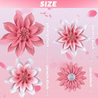ADLKGG Paper Flower Fan Decorations, Pink Paper Fan Flower Wall Background for Classroom Decor, Tea Party, Spring Summer Party, Birthday, Baby Shower, Wedding, Nursery Decoration, Set of 4