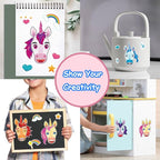 Aowplc 42 Sheets Unicorn Make‑a‑Face Stickers, Fantasy Party Favors, Crafts & Activities, Birthday Supplies for Kids & Girls
