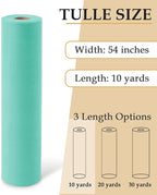 Tulle Fabric Roll, 54" x 10 Yards (30FT) Tulle for Wedding Decoration DIY Tutu Party Backdrop Baby Shower Table Skirts Gift Wrapping (Aqua Blue)