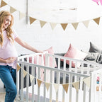 Oudain 15.5 ft Pennant Banner Flags, 2 Pcs Nursery Garland Triangle Bunting Flag Baby Banner for Nursery Decor Baby Birthday Boho Wedding Shower Party Event, Each 7.75 ft(Simple Color)
