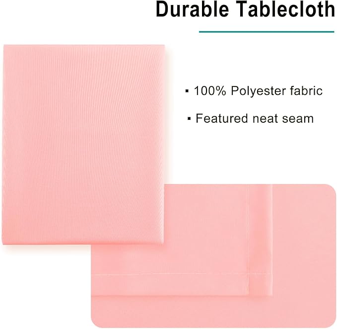 Hiasan Waterproof Tablecloth Rectangle - Washable Fabric Table Cloth for Dining Room Kitchen Birthday Party and Outdoor Use, Rose Pink, 70 x 120 Inch