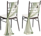 Ling's moment Wedding Chair Sashes Cover Aisle Decorations Draping Fabric Wrinkle-Free with Tie 16 Pcs Sage & Milky Green for Party Ceremony Reception Floral Arrangement Banquet Outdoor Decor