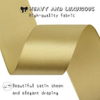 Champagne Gold Solid Satin Ribbon 1-1/2 Inch 25 Yards Solid Polyester Fabric Ribbon for Gift Wrapping Wedding Christmas Baby Shower Birthday Party Decoration Handmade Immortal Flower Craft