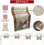 Christmas Gnomes Cotton Linen Table Runner for Dining Kitchen, Xmas Pine Tree Snowflake Rustic Wedding Outdoor Party Tablerunners Decoration, Retro Wood Dresser Scarf Tablecloth Runners 13x48 Inches