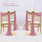 50 PCS Cheesecloth Chair Sashes Bows Wedding Aisle Decorations Chair Ribbon Ties Back Sash for Wedding Party Events Banquet Chair Cover Decoration (Dusty Rose)