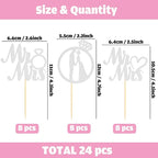 Sotpot 24PCS Miss to Mrs Cupcake Toppers with Ring Silver Glitter for Wedding Bridal Shower Wedding Engagement Party Cake Decorations