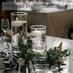 7Pcs Glass Cylinder Vase for Centerpieces 10 Inch Tall Clear Glass Flower Vase Bulk, Glass Hurricane Candle Holder Floral Vases for Table, Floating Candle Vases for Wedding Home Décor
