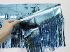4 Pack Total 40 Feet Foil Fringe Garland Light Blue Metallic Wall Hanging Drapes Tassel Skirting Teal Tinsel Streamers for Parade Float Trailer Mardi Gras Party Birthday Wedding (Turquoise)