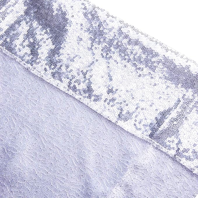 SquarePie Sequin Backdrop Not See Through Thick Background Glitter Curtain Party 6FT x 6FT Silver