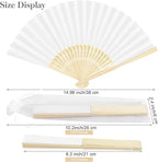 MCEAST 120 Pieces Wedding Handheld Paper Fans White Bamboo Folding Paper Fan with 120 Organza Bags Foldable Cool Wedding Favors Wedding Fans for Guests Party Favors DIY Decoration