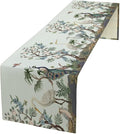 Peacock Table Runner,Retro Chinese Peonies Flowers Peacock Table Runner for Home Kitchen Dining Party Indoor Outdoor Decoration 13x108 Inch