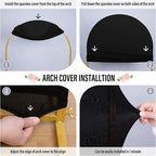 LEBENGURU Upgraded 5FT Wedding Arch Cover, Black Spandex Fitted Arch Backdrop Cover, Round Top Chiara Stand Covers for Birthday Party Baby Shower Banquet Balloon Décor