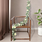 MAKHOT 2PCS Eucalyptus Garland, 6.6Ft Artificial Greenery Garlands Flower Decor, Green Spring Garland Wreath Vines Decorations for Table Home Wedding Mantle Party (Champagne)
