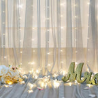 Silver Grey Tulle Backdrop Curtain with Lights String for Parites 10x10ft Sheer Backdrop Curtains for Birthday Party Bridal Shower Baby Shower Wedding Ceremony Prom Photo Booth Background Decorations