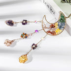 TUOKING Colorful Crystal Moon Suncatchers for Window Hanging Tree of Life Natural Healing Stones Wind Chimes Sun Catcher Rainbow Maker Good Luck Gifts Decor for Home Garden
