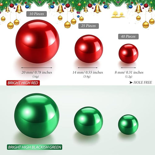 150 Pieces Vase Filler Faux Pearls Vase Makeup Beads No Hole Gloss Bead Mixed Sizes Round Pearl for Home Party Wedding Decor, 8/14/20 mm(Red, Green)