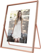 Rose Gold Floating Frame, 8"x10", Vertical, For Picture 7x9, 6x8, 5x7, Tabletop Shelf Photo Frame For Lady or Girl, Classy Gift For Anniversary, Wedding, or Birthday