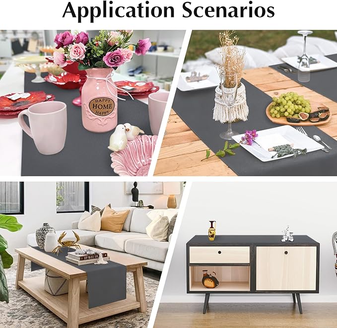 2 Pack Grey Table Runner 12 x 60 Inch Solid Color Farmhouse Runners Coffee Table Dresser for Daily Party Home Decoration