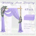 Wedding Arch Draping Fabric 4 Panels 20Ft Length x 28" Width Lilac Arch Drapes Chiffon Fabric Sheer Curtains Backdrop for Party Ceremony Wedding Ceiling Outdoor Indoor Stage Reception Decorations