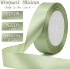 Pale green Solid Satin Ribbon 1 Inch 25 Yards Solid Polyester Fabric Ribbon for Gift Wrapping Wedding Christmas Baby Shower Birthday Party Decoration Handmade Immortal Flower Craft