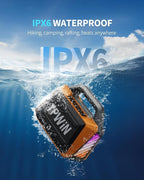 Bluetooth Speaker - 80W Loud, Rugged Outdoor Speakers, IPX6 Waterproof, 20H Playtime, Deep Bass, Lightshow, TWS, BT 5.3 Wireless, Portable for Travel Hiking Camping Beach Pool - Orange