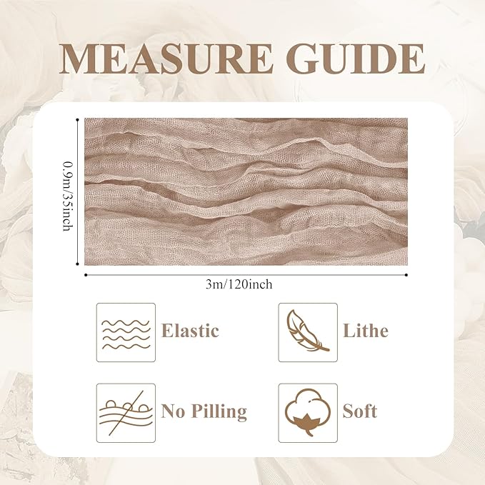 Asee'm Cheesecloth Table Runner 120 Inches Long Nude Pink Boho Gauze Cheese Cloth Runner 10FT Rustic Sheer Fall Table Runners for Thanksgiving Christmas Wedding Party Baby Shower Decoration