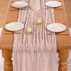 MLMW 6 Pack Pink Cheesecloth Table Runner Boho Gauze Rustic Cheese Cloth Table Runner 160 inch Sheer 13.3ft for Gender Reveal Wedding Party Baby Bridal Shower Birthday
