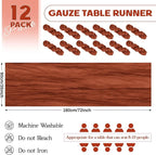 Aktor 12 Pack Terracotta Table Runner Boho Cheesecloth Table Runner Semi Sheer Gauze Fabric Runners for Wedding Birthday Baby Shower Party Boho Table Decoration（Terracotta）