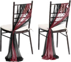 Ling's moment Wedding Chiffon Chair Sashes Cover Aisle Decorations Draping Fabric Wrinkle-Free with Tie 16 Pcs for Party Ceremony Reception Floral Arrangement Banquet Outdoor Decor