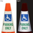 SmartSign “Handicapped Parking Only” Bright Reflective Cone Message Sleeve, [Cone Not Included]