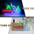 Fishing Neon Sign for Wall Decor, Fish Led Signs for Room, USB Dimmable Neon Lights for Fishing Gear Store Man Cave Bedroom Living Room Game Room Man Cave Party Business Yacht Sign