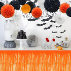 3 Pack 29x108 Inch Macaron Orange Foil Fringe Table Skirts Metallic Banner for Tinsel Streamer Garland Backdrop for Parade Floats Wedding Thanksgiving Birthday Christmas Halloween Party Decoration