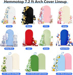 Hemmotop 7.2 ft Arch Backdrop Cover (One Piece Double Color), White and Light Beige Spandex Arch Stand Covers, Fabric Stretchy Background for Balloon Arches, Wedding, Birthday Party, Baby Shower