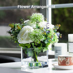 EnovaFloral Square Glass Cube Vase (4x4 Inch) - Set of 1 with Floating Candle Holders for Wedding Centerpieces & Home Office Decor