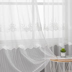 VISIONTEX White Sheer Voile Curtains, Decorative White Embossed European Rod Pocket Window Drapes for Home Kitchen, Living Room and Bedroom 54 x 95 Inch, Set of 2 Curtain Panels