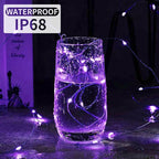 Aogist Led Fairy Lights 3 Modes Battery Operated String Lights Waterproof Silver Wire 7 Feet Firefly Starry Moon Mason Jar Lights for DIY Wedding Party Christmas (Purple, 8 Pack)