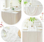 Sioloc Ivory White Cream Cheesecloth Table Runner Fall Autumn Decor for Home 10ft Table Cloth for Tea Wedding Birthday Party Baby Bridal Shower Halloween Thanksgiving