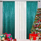 Eternal Beauty Sequin Backdrop Curtains, 2x8 Ft-2 Panels Teal Back Drop for Shimmer Photography Party Wedding Birthday Decor